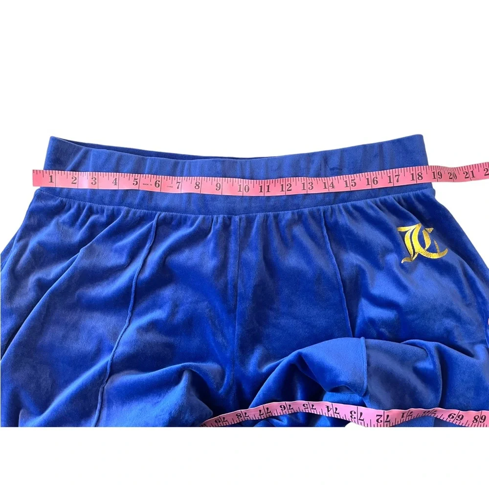 Juicy Couture Velvet Blue Slit Sides Wide Leg Pull on Sweatpants Size 1x - Picture 12 of 15